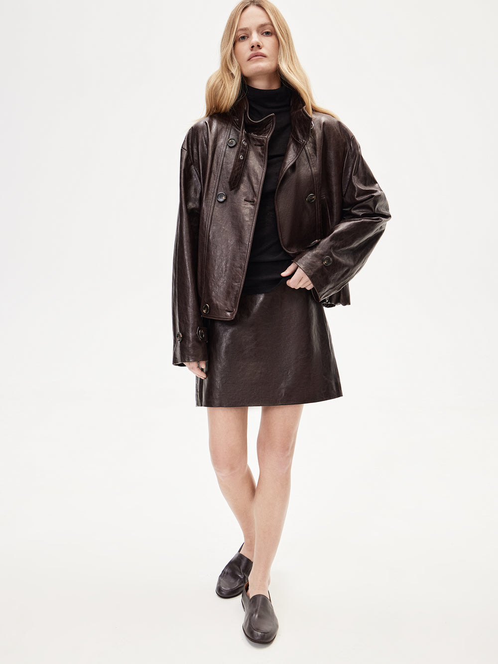 High-Waisted Leather Mini Skirt