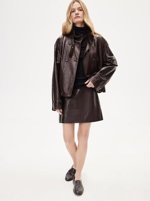 High-Waisted Leather Mini Skirt