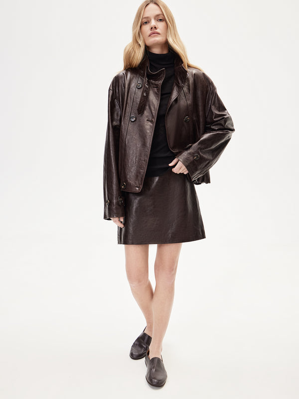 High-Waisted Leather Mini Skirt