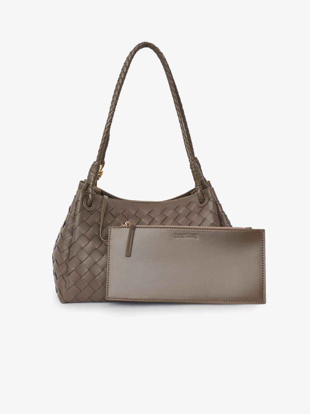 Woven leather shoulder bag