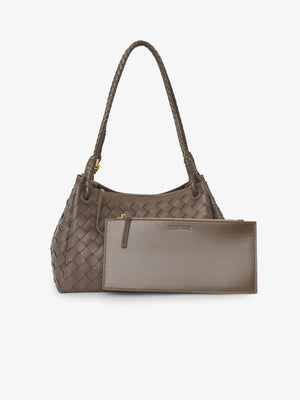 Woven leather shoulder bag