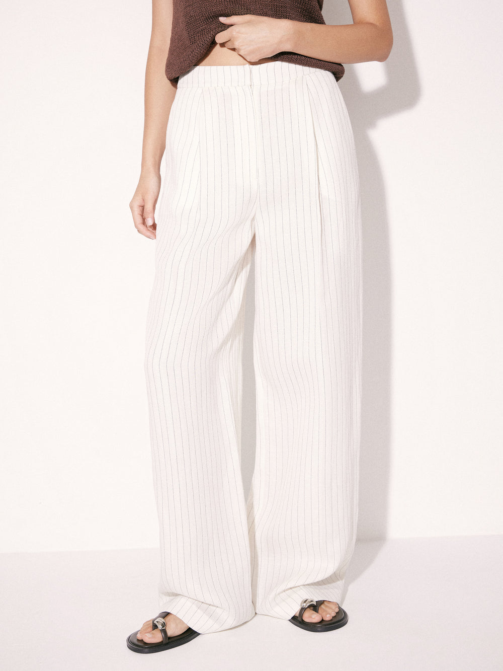 Striped Linen-Blend Trousers