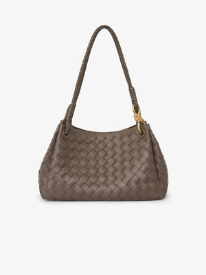 Woven leather shoulder bag
