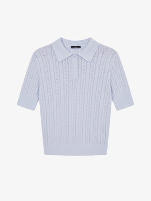 Cotton-Silk Knit Polo Top