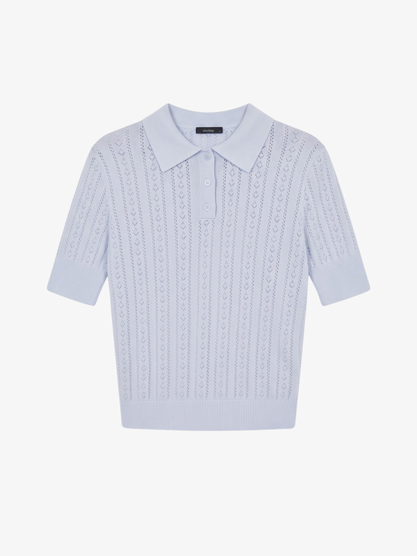 Cotton-Silk Knit Polo Top