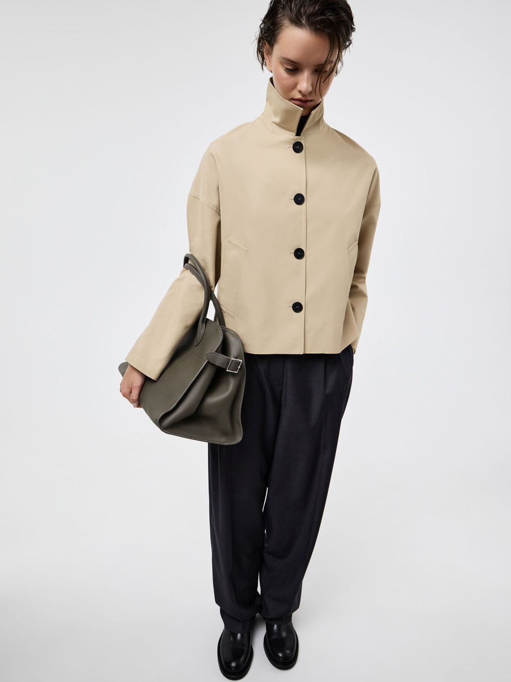 Structured Leather City Bag
