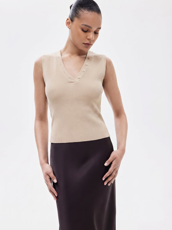 Knit Top with Decorative Buttons