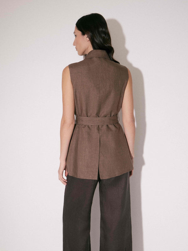 Belted Linen Waistcoat