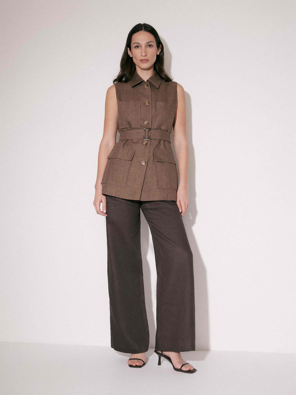 Belted Linen Waistcoat