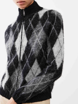 Argyle Alpaca-Blend Cardigan