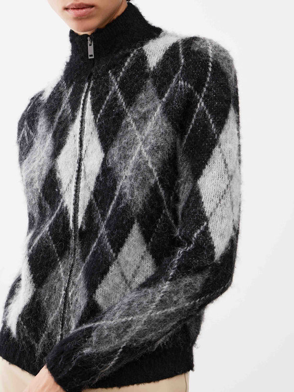 Argyle Alpaca-Blend Cardigan