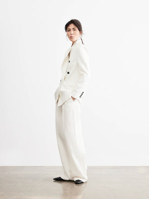 Double-Breasted Linen-Blend Blazer