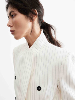 Striped Linen-Blend Suit Set