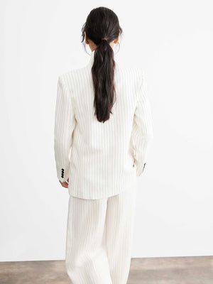Striped Linen-Blend Suit Set
