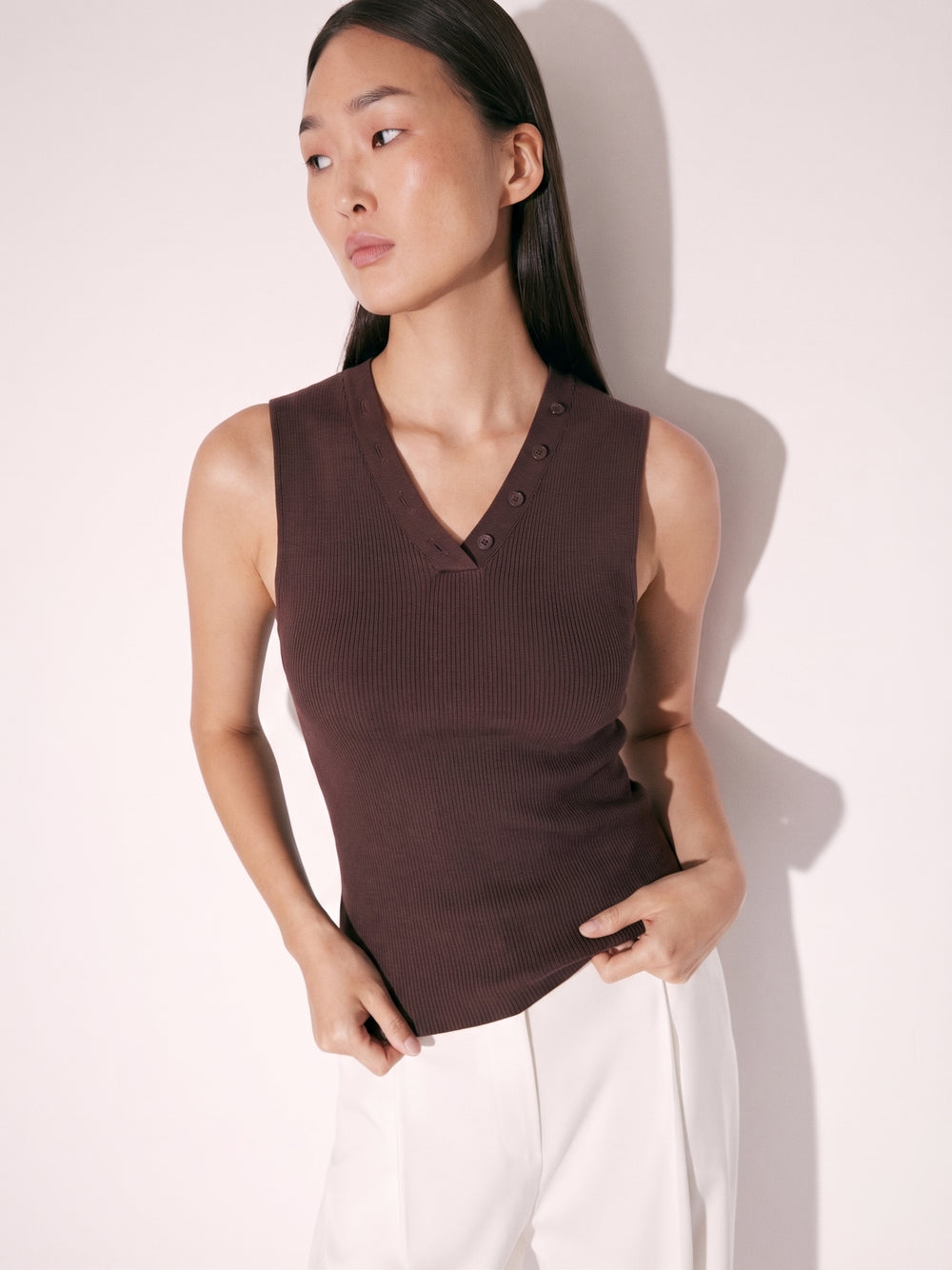 Knit Top with Decorative Buttons