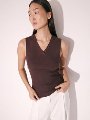 Knit Top with Decorative Buttons