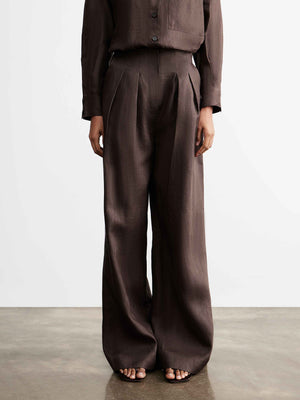 High-Waisted Linen Trousers