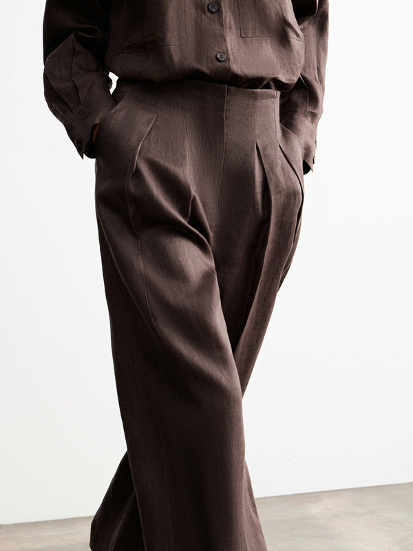 High-Waisted Linen Trousers