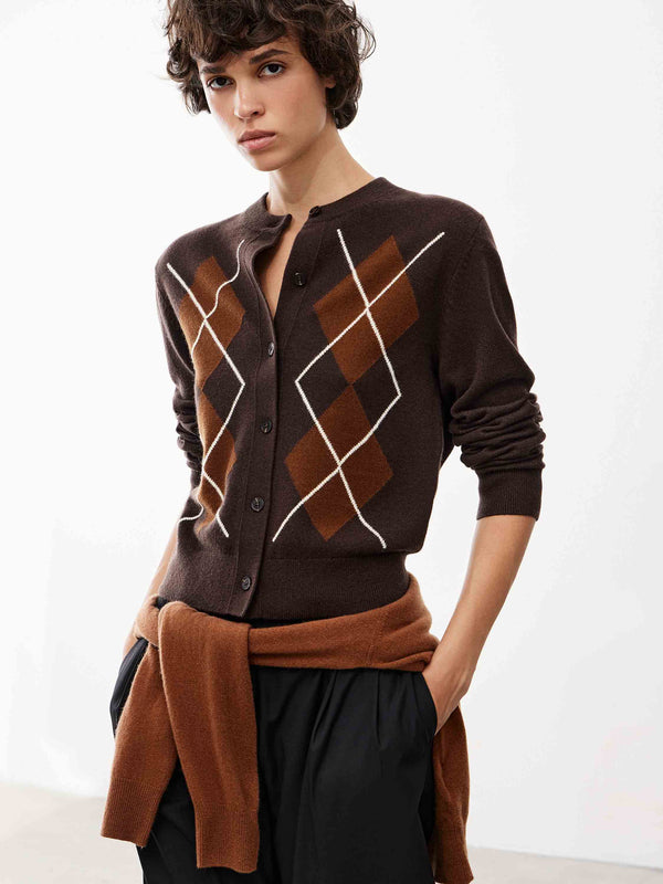 Argyle Wool Cardigan