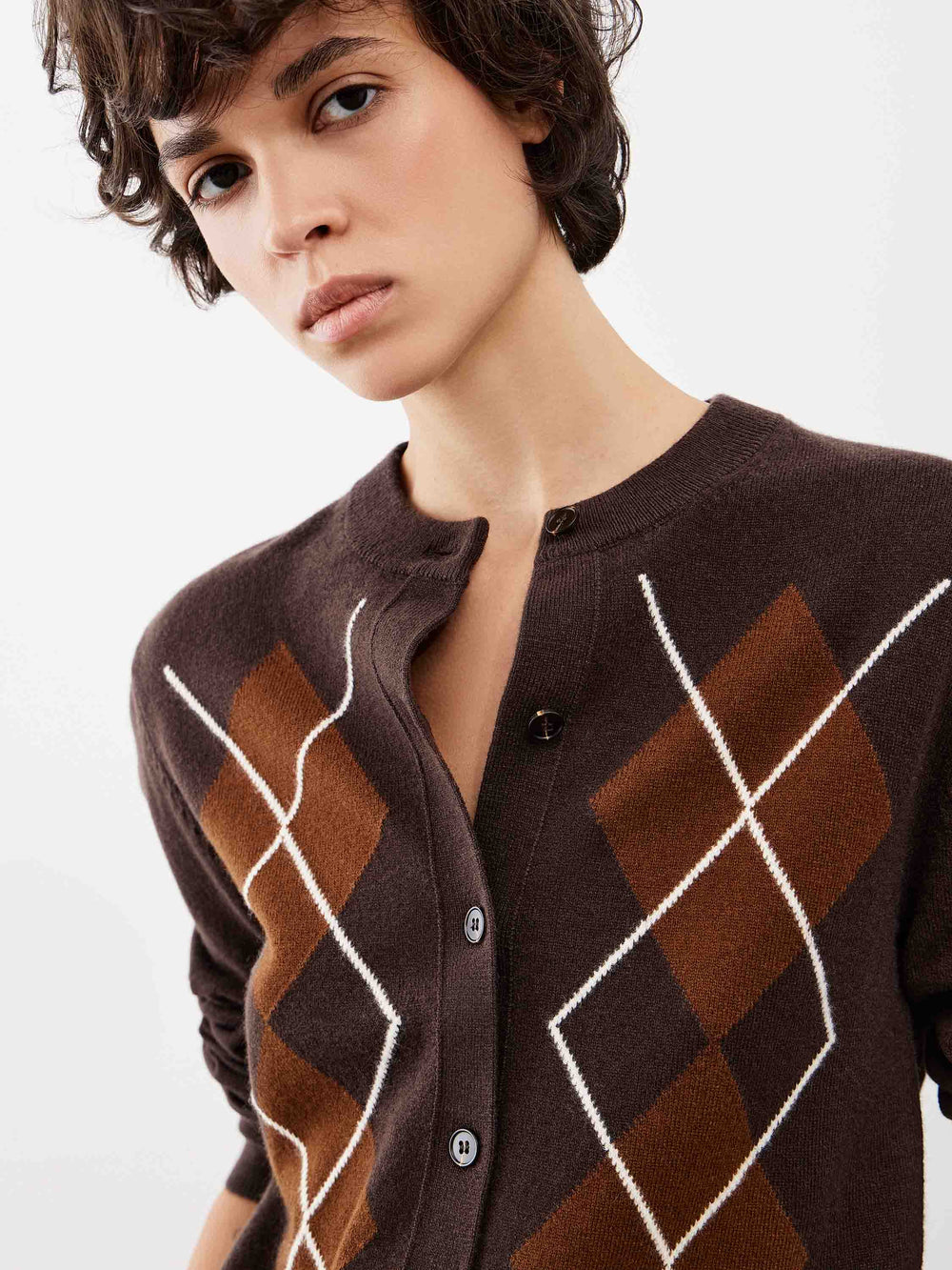 Argyle Wool Cardigan