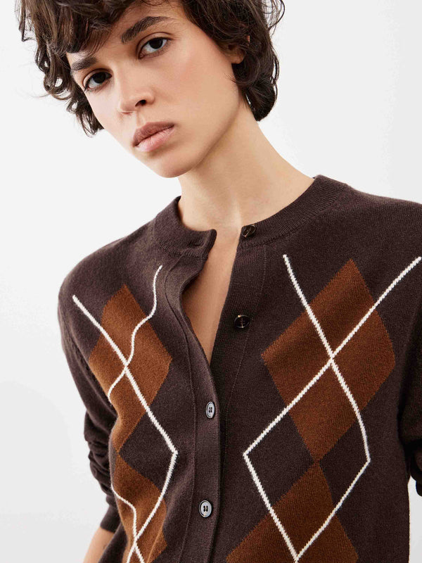 Argyle Wool Cardigan