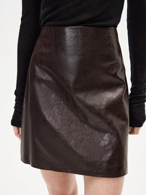 High-Waisted Leather Mini Skirt