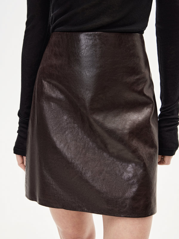 High-Waisted Leather Mini Skirt