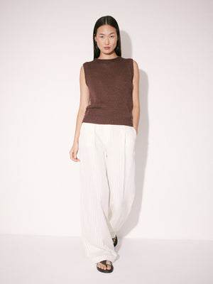 Striped Linen-Blend Trousers