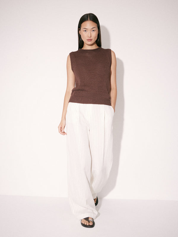 Striped Linen-Blend Trousers