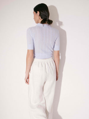 Cotton-Silk Knit Polo Top