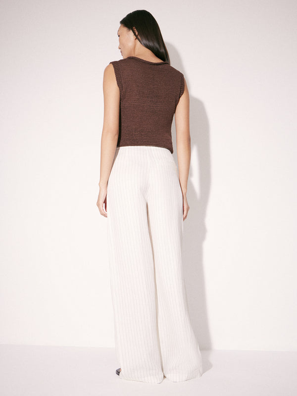 Striped Linen-Blend Trousers