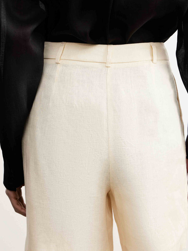 High-Waisted Linen Shorts
