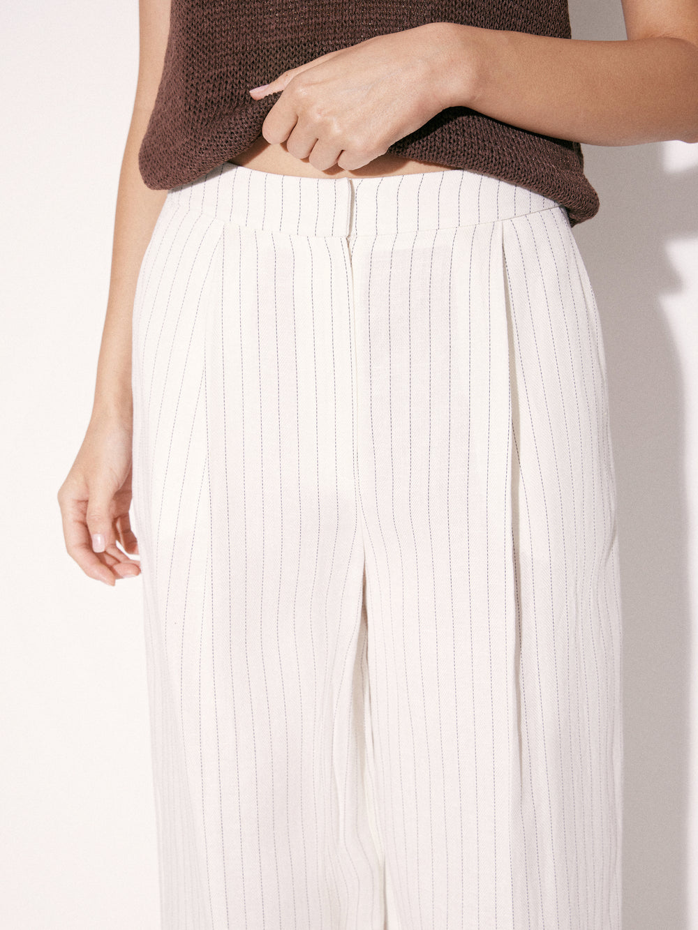 Striped Linen-Blend Trousers