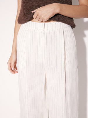 Striped Linen-Blend Trousers