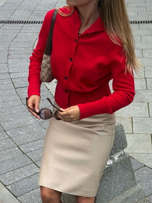 High-Neck Wool Cardigan