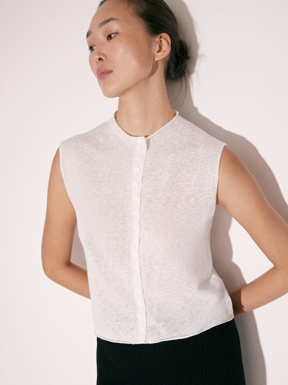 Linen-Cotton Knit Top