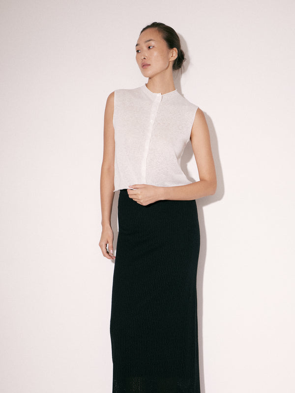 Linen-Cotton Knit Top