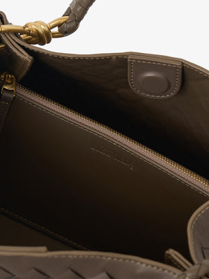 Woven leather shoulder bag