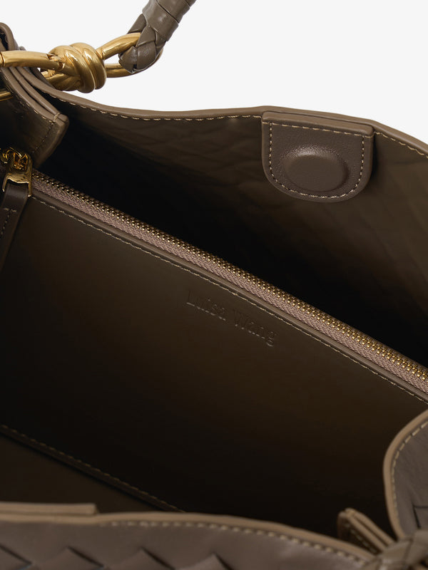 Woven leather shoulder bag