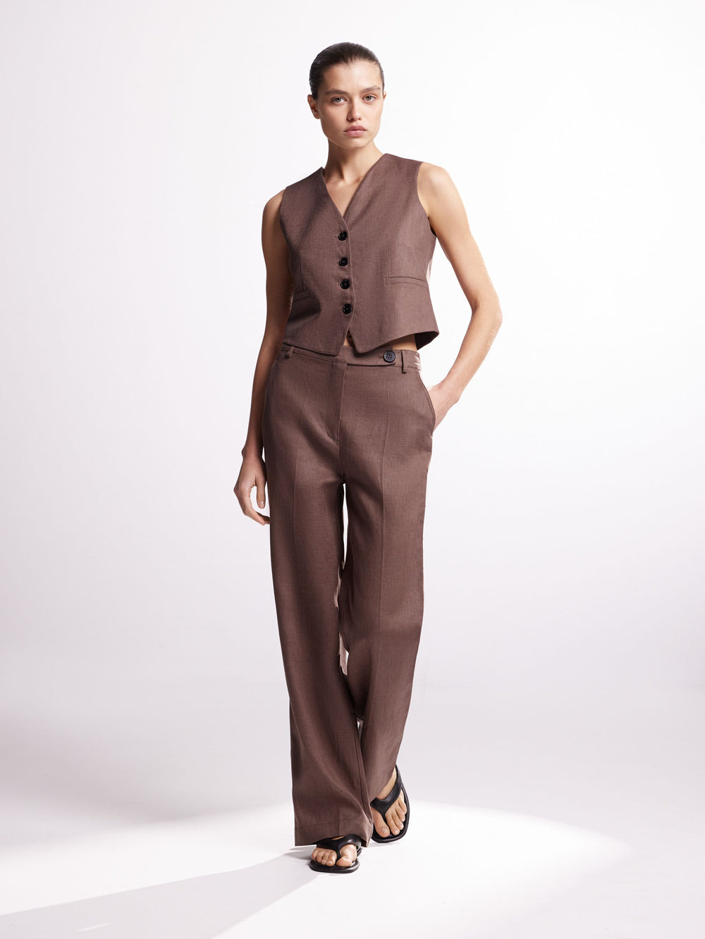 V-Line Linen Waistcoat