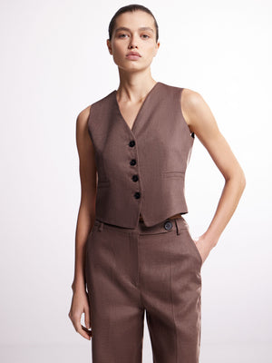 Brown Linen Suit Set