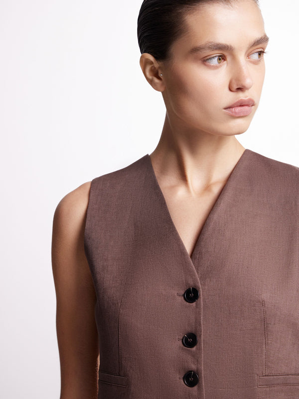 Brown Linen Suit Set