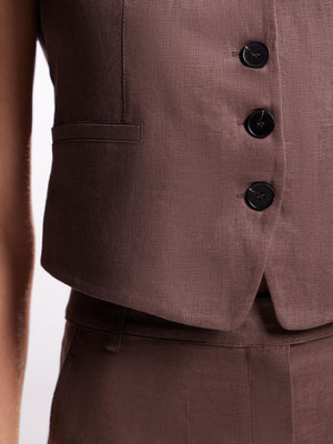 V-Line Linen Waistcoat