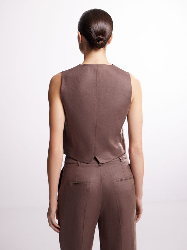 Brown Linen Suit Set