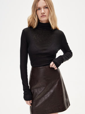 High-Waisted Leather Mini Skirt