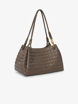 Woven leather shoulder bag