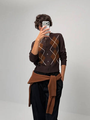 Argyle Wool Cardigan