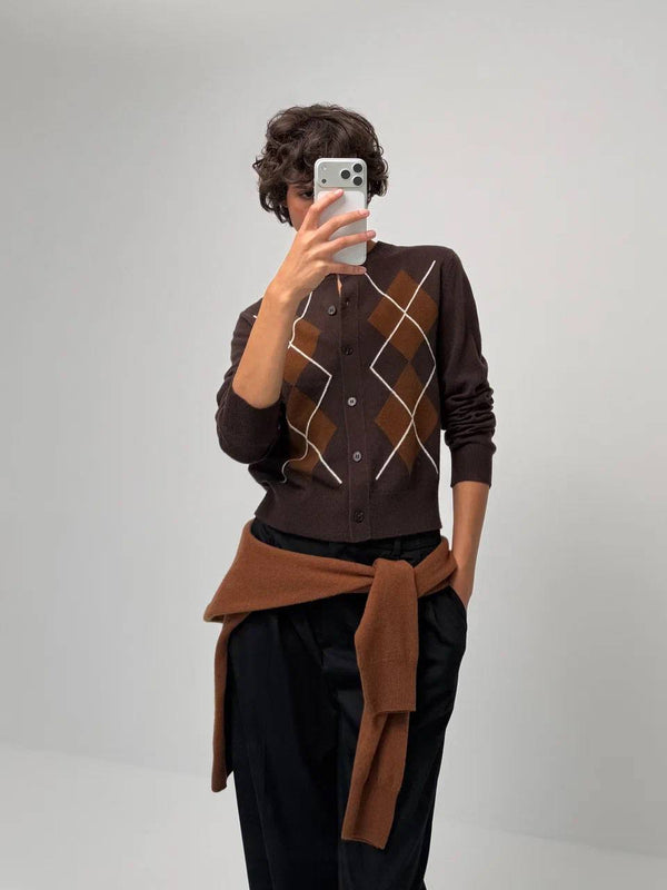 Argyle Wool Cardigan
