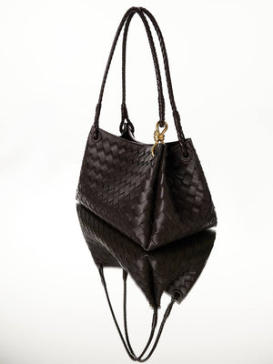 Woven leather shoulder bag