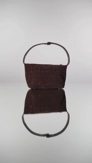 Woven leather shoulder bag